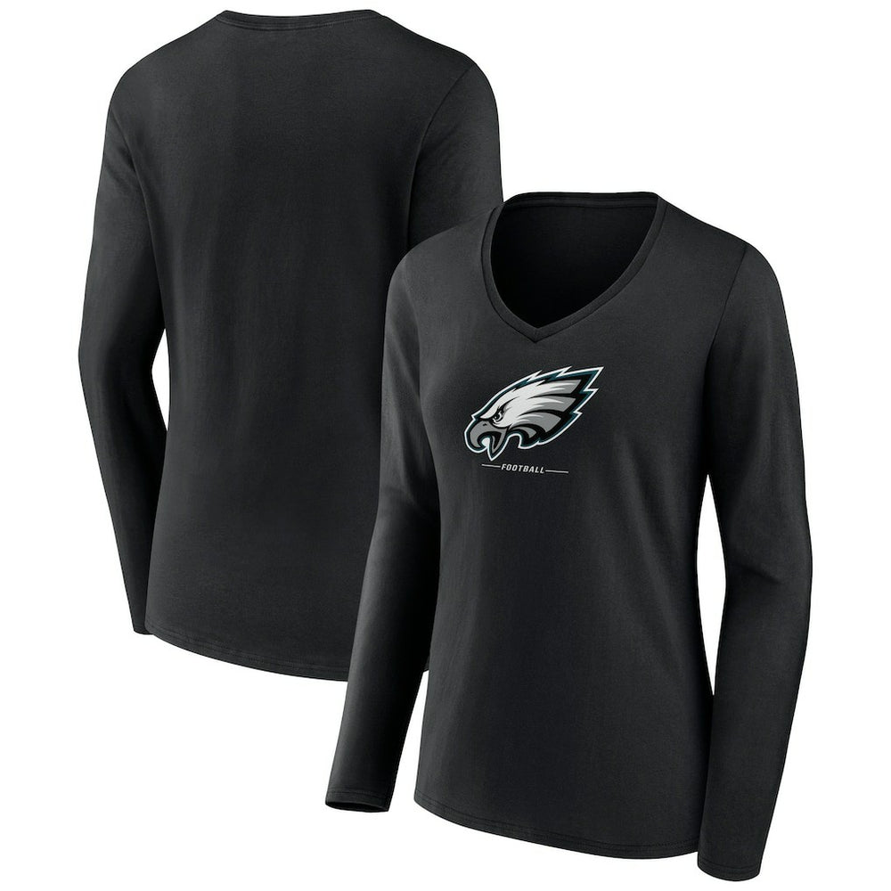 Women's Logo Team Lockup Long Sleeve V-Neck T-Shirt - Philadelphia Eagles
