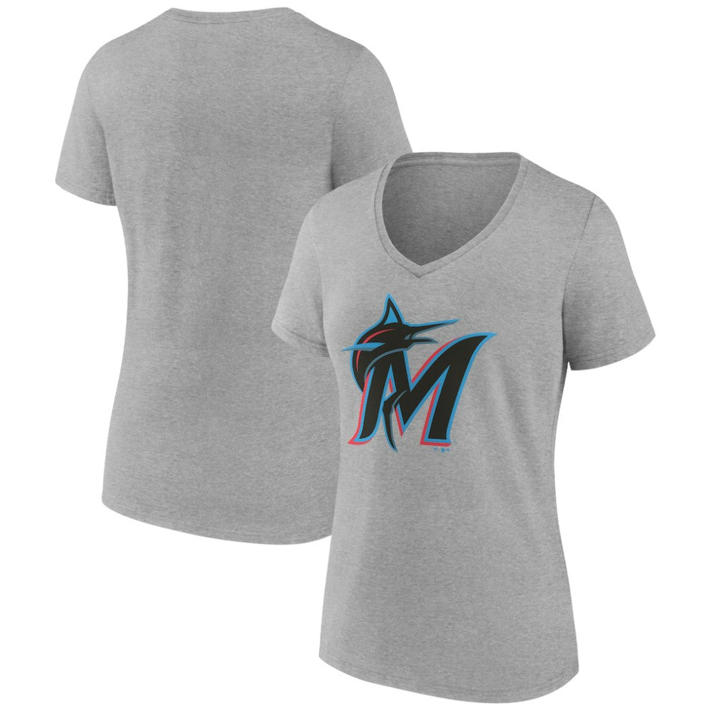 MLB Miami Marlins Women's Official Logo V-Neck T-Shirt