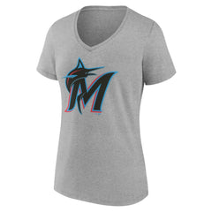 MLB Miami Marlins Women's Official Logo V-Neck T-Shirt