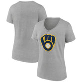 MLB Milwaukee Brewers Women's Official Logo V-Neck T-Shirt