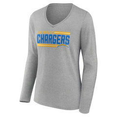 Women's On Side Stripe Long Sleeve V-Neck T-Shirt - Los Angeles Chargers