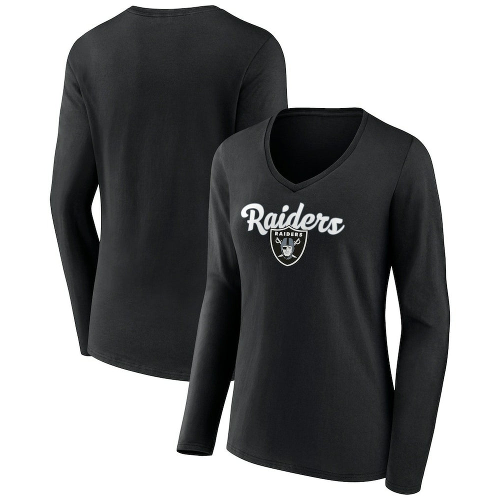 Women's Freehand Team Long Sleeve V-Neck T-Shirt - Las Vegas Raiders