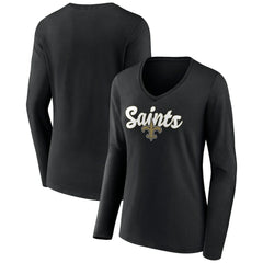 Women's Freehand Team Long Sleeve V-Neck T-Shirt - New Orleans Saints