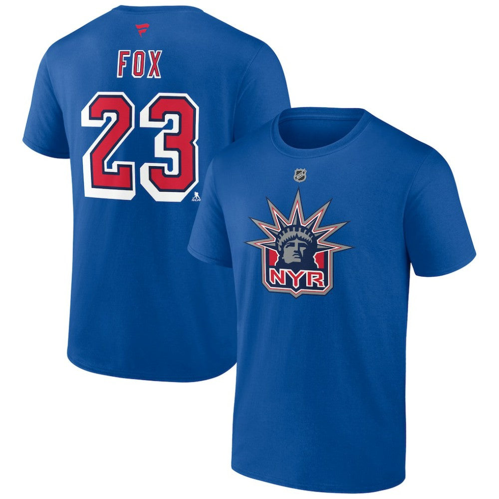 NHL Blue Adam Fox New York Rangers Fanatics Special Edition 2.0 Name & Number T-Shirt
