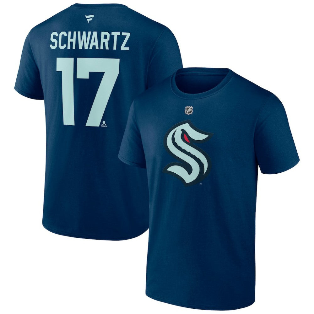 NHL Deep Sea Blue Jaden Schwartz Seattle Kraken Fanatics Special Edition 2.0 Name & Number T-Shirt