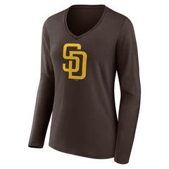 MLB San Diego Padres Women's Team Logo Long Sleeve V-Neck T-Shirt