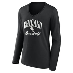 MLB Chicago White Sox Women's Victory Script Long Sleeve V-Neck T-Shirt