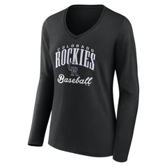MLB Colorado Rockies Women's Victory Script Long Sleeve V-Neck T-Shirt