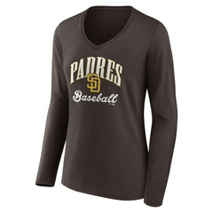 MLB San Diego Padres Women's Victory Script Long Sleeve V-Neck T-Shirt