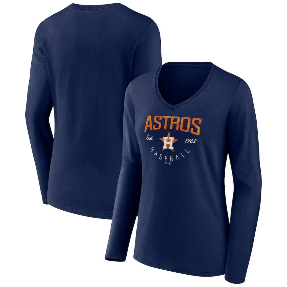 MLB Houston Astros Women's Live For It Long Sleeve Long Sleeve V-Neck T-Shirt