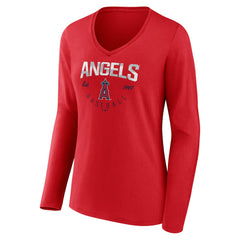 MLB Los Angeles Angels Women's Live For It Long Sleeve Long Sleeve V-Neck T-Shirt