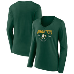 MLB Athletics Women's Live For It Long Sleeve Long Sleeve V-Neck T-Shirt