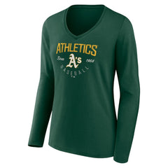 MLB Athletics Women's Live For It Long Sleeve Long Sleeve V-Neck T-Shirt