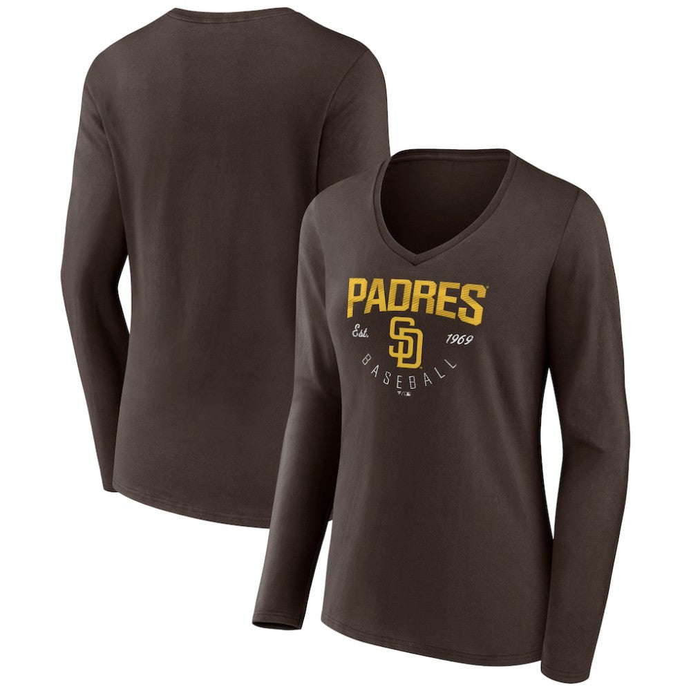 MLB San Diego Padres Women's Live For It Long Sleeve Long Sleeve V-Neck T-Shirt