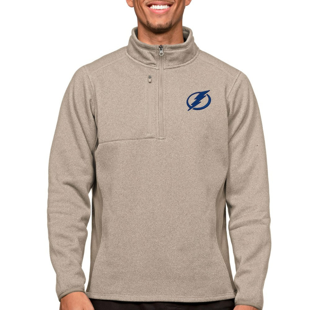 NHL Oatmeal Tampa Bay Lightning Antigua Course Quarter-Zip Pullover Top