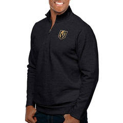 NHL Heather Black Vegas Golden Knights Antigua Gambit Quarter-Zip Pullover Top