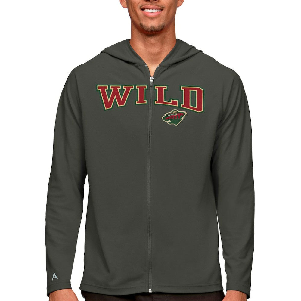 NHL Charcoal Minnesota Wild Antigua Legacy Full-Zip Hoodie