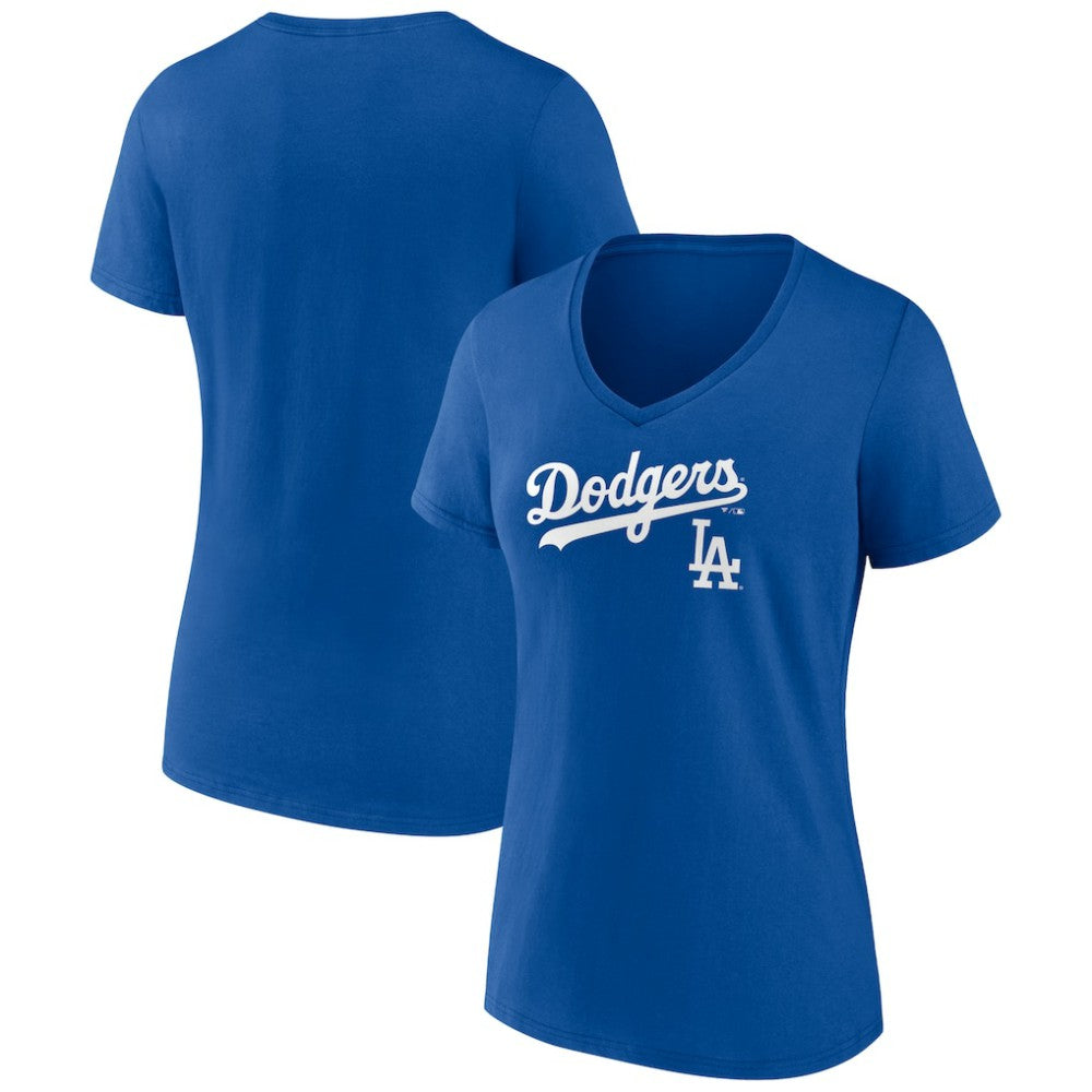 MLB Los Angeles Dodgers Women's Lockup V-Neck T-Shirt