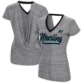 MLB Miami Marlins Touch Women's Halftime Back Wrap Top V-Neck T-Shirt