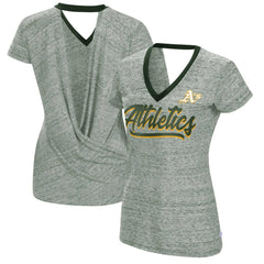 MLB Athletics Touch Women's Halftime Back Wrap Top V-Neck T-Shirt