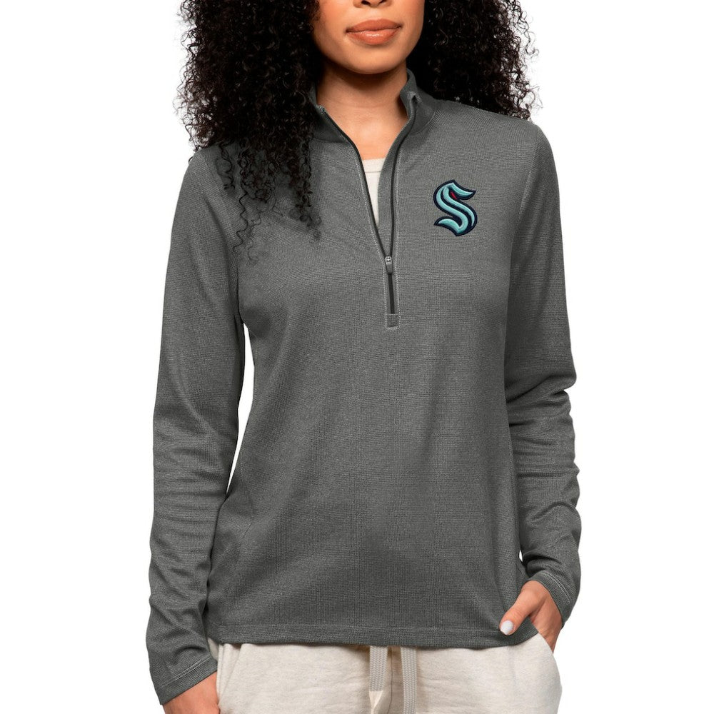NHL Heather Charcoal Seattle Kraken Antigua Women's Epic Quarter-Zip Pullover Top