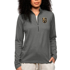 NHL Heather Charcoal Vegas Golden Knights Antigua Women's Epic Quarter-Zip Pullover Top