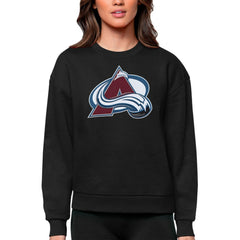 NHL Black Colorado Avalanche Antigua Women's Team Logo Victory Crewneck Pullover Sweatshirt