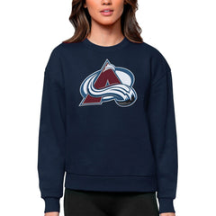 NHL Navy Colorado Avalanche Antigua Women's Team Logo Victory Crewneck Pullover Sweatshirt