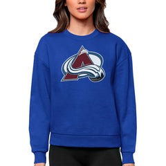 NHL Royal Colorado Avalanche Antigua Women's Team Logo Victory Crewneck Pullover Sweatshirt