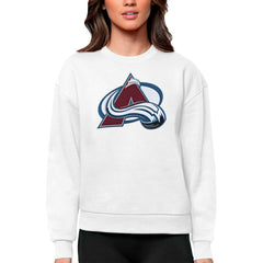 NHL White Colorado Avalanche Antigua Women's Team Logo Victory Crewneck Pullover Sweatshirt