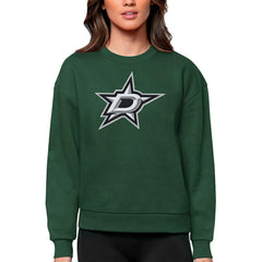 NHL Green Dallas Stars Antigua Women's Team Logo Victory Crewneck Pullover Sweatshirt