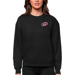 NHL Black Carolina Hurricanes Antigua Women's Victory Crewneck Pullover Sweatshirt