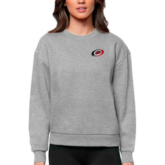 NHL Heather Gray Carolina Hurricanes Antigua Women's Victory Crewneck Pullover Sweatshirt