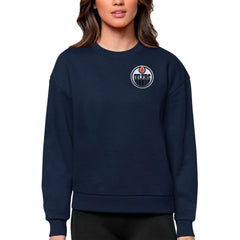 NHL Navy Edmonton Oilers Antigua Women's Victory Crewneck Pullover Sweatshirt