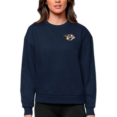 NHL Navy Nashville Predators Antigua Women's Victory Crewneck Pullover Sweatshirt
