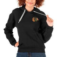 NHL Black Chicago Blackhawks Antigua Women's Victory Pullover Hoodie