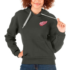 NHL Charcoal Detroit Red Wings Antigua Women's Victory Pullover Hoodie