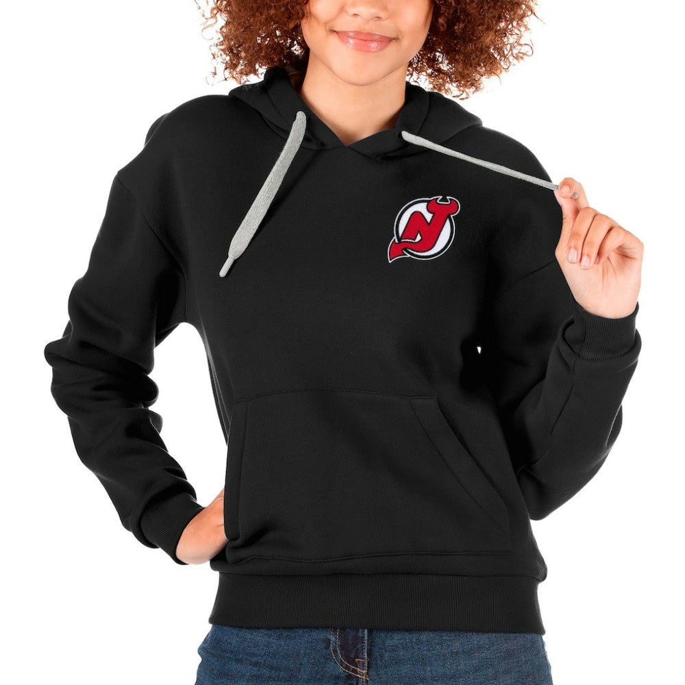 NHL Black New Jersey Devils Antigua Women's Victory Pullover Hoodie