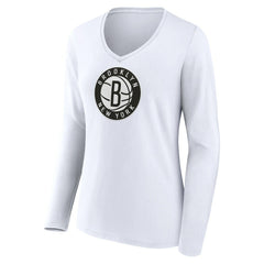 NBA Brooklyn Nets Women's Logo Long Sleeve V-Neck T-Shirt