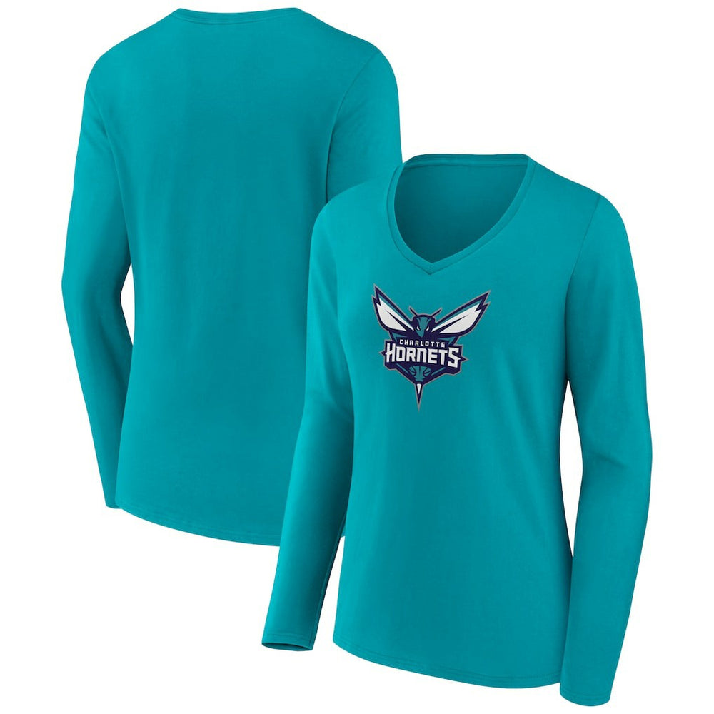 NBA Charlotte Hornets Women's Logo Long Sleeve V-Neck T-Shirt