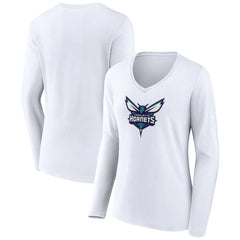 NBA Charlotte Hornets Women's Logo Long Sleeve V-Neck T-Shirt
