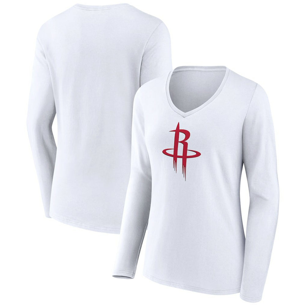 NBA Houston Rockets Women's Logo Long Sleeve V-Neck T-Shirt