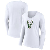 NBA Milwaukee Bucks Women's Logo Long Sleeve V-Neck T-Shirt