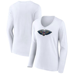 NBA New Orleans Pelicans Women's Logo Long Sleeve V-Neck T-Shirt