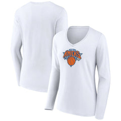 NBA New York Knicks Women's Logo Long Sleeve V-Neck T-Shirt