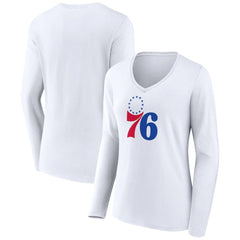 NBA Philadelphia 76ers Women's Logo Long Sleeve V-Neck T-Shirt