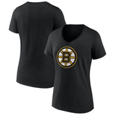 NHL Black Boston Bruins Women's Team Logo V-Neck T-Shirt