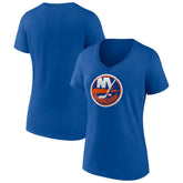 NHL Royal New York Islanders Women's Team Logo V-Neck T-Shirt
