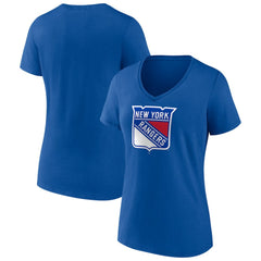 NHL Royal New York Rangers Women's Team Logo V-Neck T-Shirt