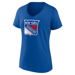 NHL Royal New York Rangers Women's Team Logo V-Neck T-Shirt